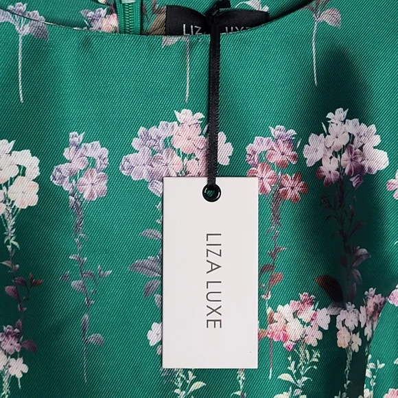 ModCloth Liz Luxe Emerald Floral Fit & Flare Dress XXL NWT Satin Garden Party - Picture 15 of 15